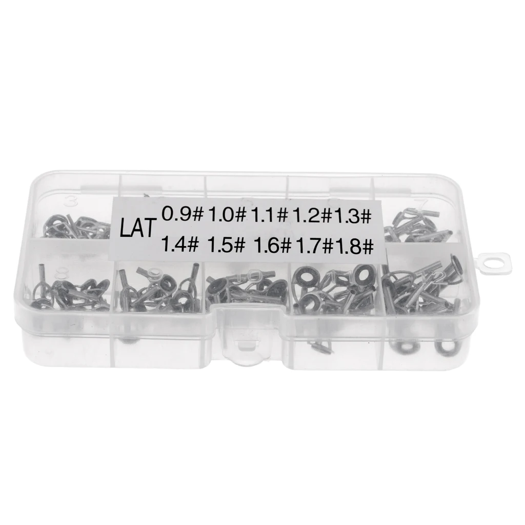 

100pcs Rod Repair Kit Fishing Rod Guides Tips Line Rings for Rod Building