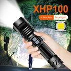 Самый мощный светодиодный фонарик XHP100, Ультраяркий фонарь, перезаряжаемый от USB, масштабируемый тактический фонарь с аккумулятором 26650 18650 для кемпинга