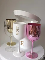 wholesale popular colored plastic champagne wine goblet