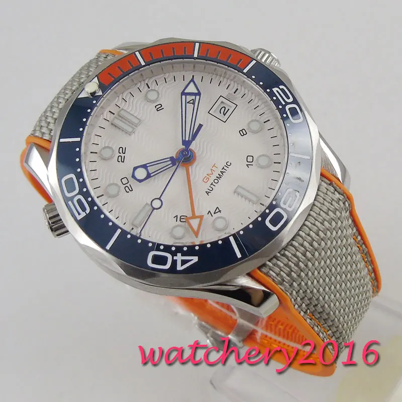 Стерильные мужские часы 41 мм с белым циферблатом сапфировое стекло чехол из