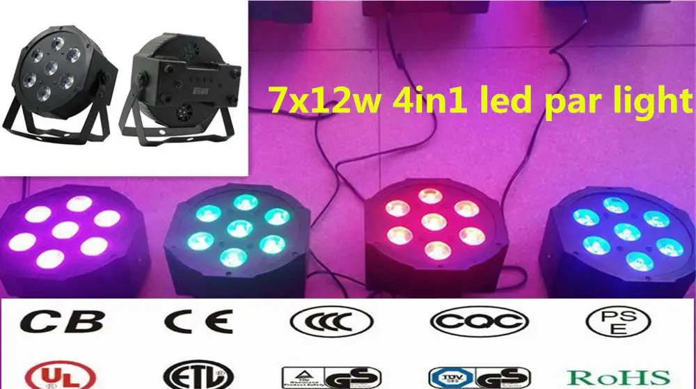 4 шт./7х12 Вт RGBW 4в1 led par light 7х18 RGBWA UV 6в1 плоский dmx512 disco lights профессиональный