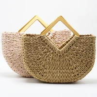 vintage casual shoulder women bags high capacity tote bags oval shaped bagsbag summer beach bags straw handbags for women