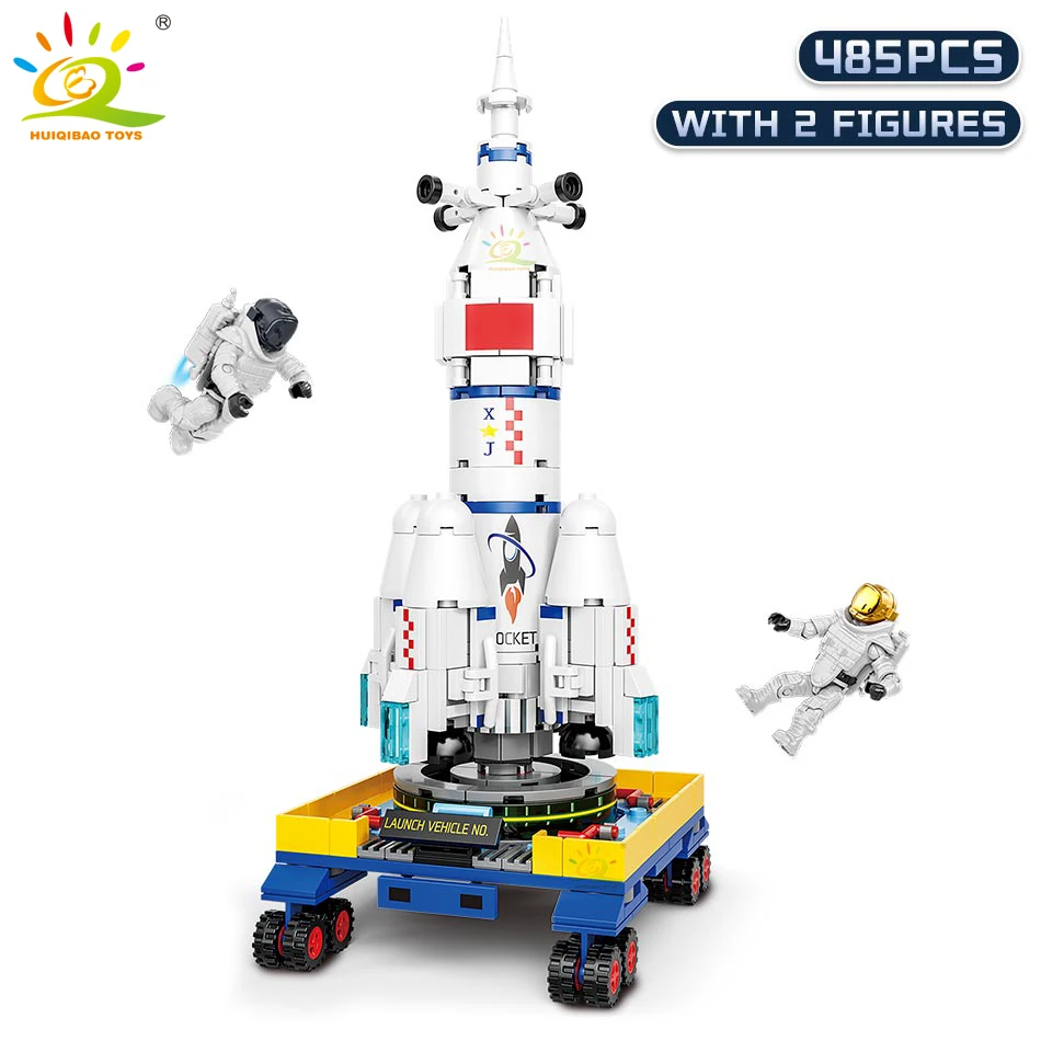 Конструктор HUIQIBAO космическая авиационная ракета с 2 фигурками астронавта