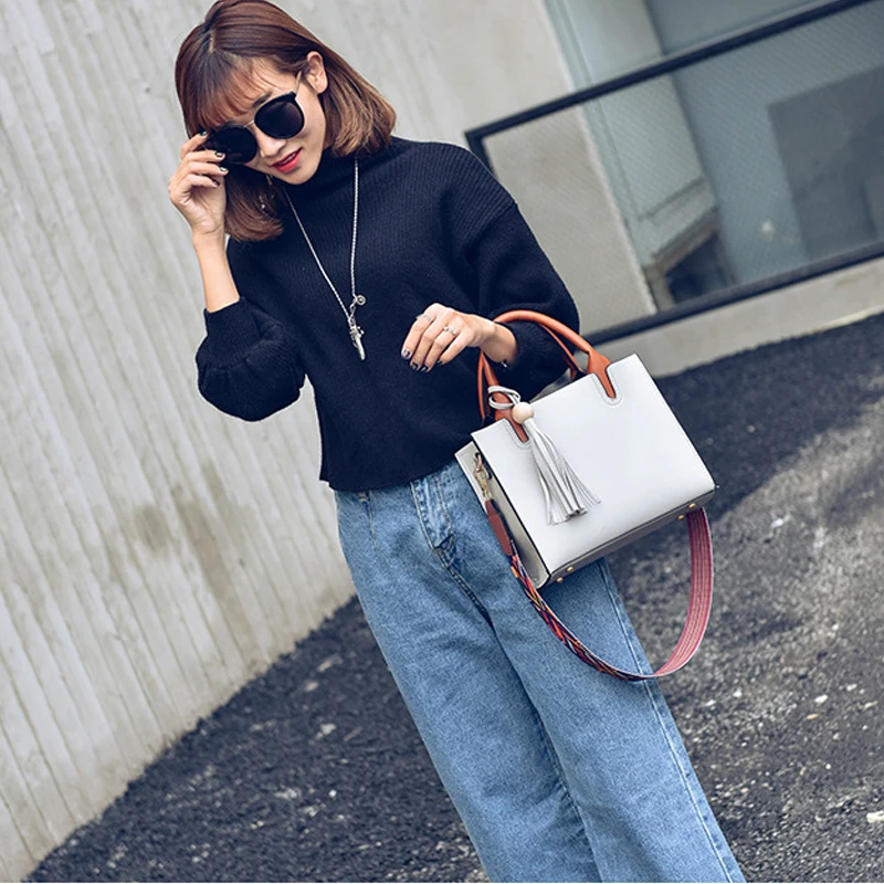 

Fashion Tassel PU Leather Shoulder Bag Women Quality Womens Handbags Large Capacity Tote Bags for Women Crossbody Handle Bags