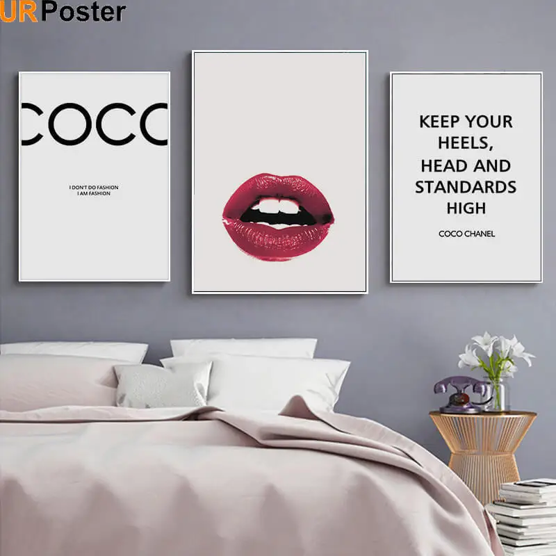 

Modern Fashion Red Sexy Girl Lip COCO Canvas Painting Sexy Girl Posters and Prints Wall Art Picture For Living Room Home Decor