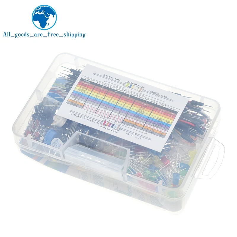 

TZT Starter Kit for arduino Resistor /LED / Capacitor / Jumper Wires / Breadboard resistor Kit with Retail Box