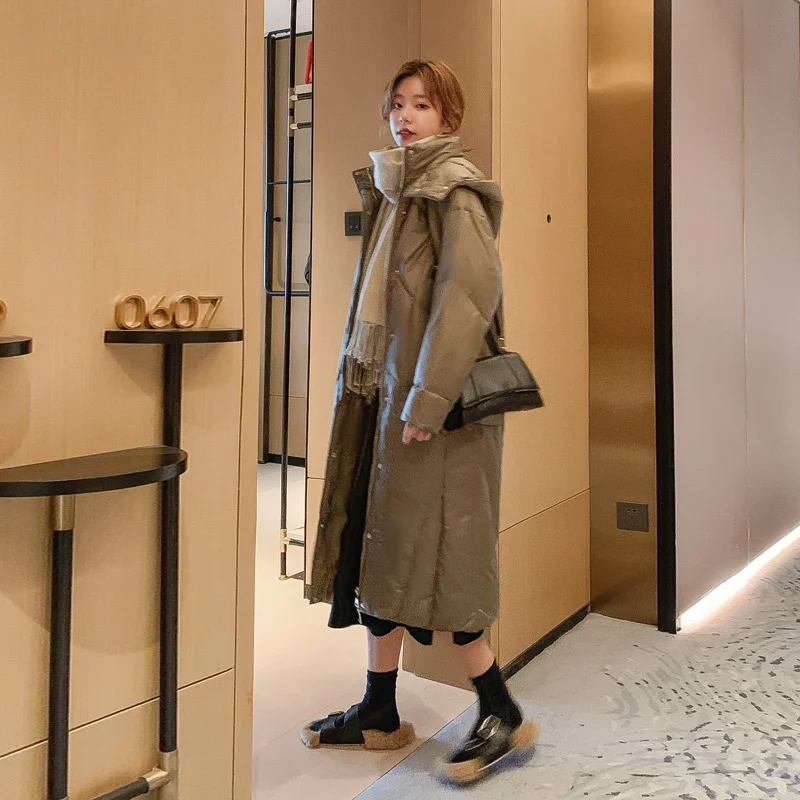 

2021 Winter Female Down Jacket Fahsion Long Korean Style Hooded Coat Women Puffer Jackets Casual Clothes Doudoune Femme WPY4593