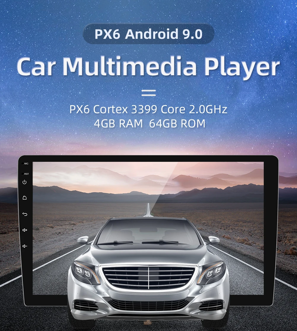 64G 10 дюймов Android 9,0 gps навигация Авторадио Мультимедиа Радио плеер Bluetooth wifi MirrorLink Универсальный 1Din Автомагнитола