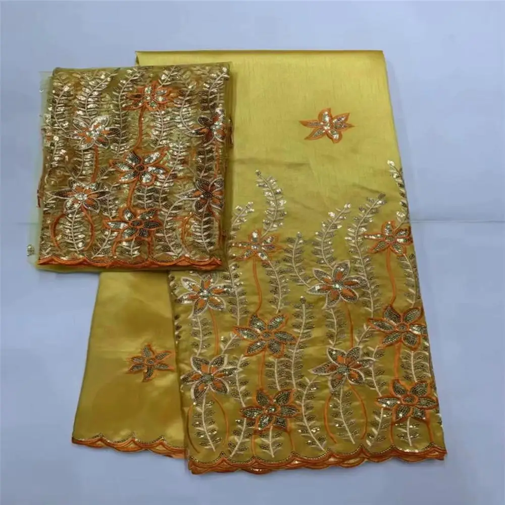 Африканский Джордж кружевная ткань с блузка индийский лимон зеленый французский