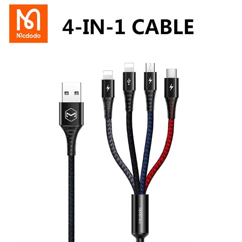 

Mcdodo 4 in 1 USB Cable Micro PD Type C Charger Cord For iPhone 12 Pro Max 8 7 iPad Samsung Huawei Phone Fast Charging Data Line