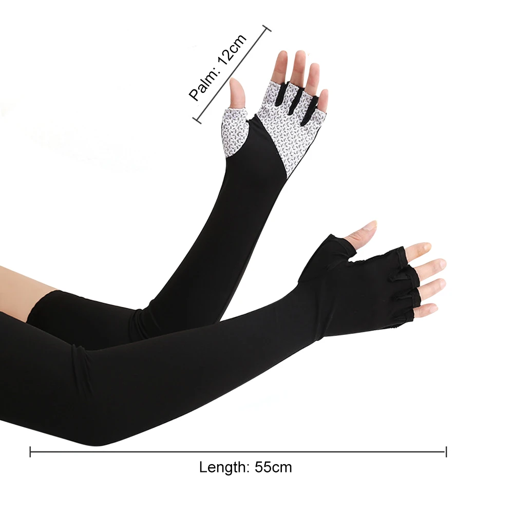 

Unisex Cooling Arm Ice silk Sleeves Cover Cycling Running UV Sun Protection Outdoor Long Half Finger Sleeves Hide Tattoos