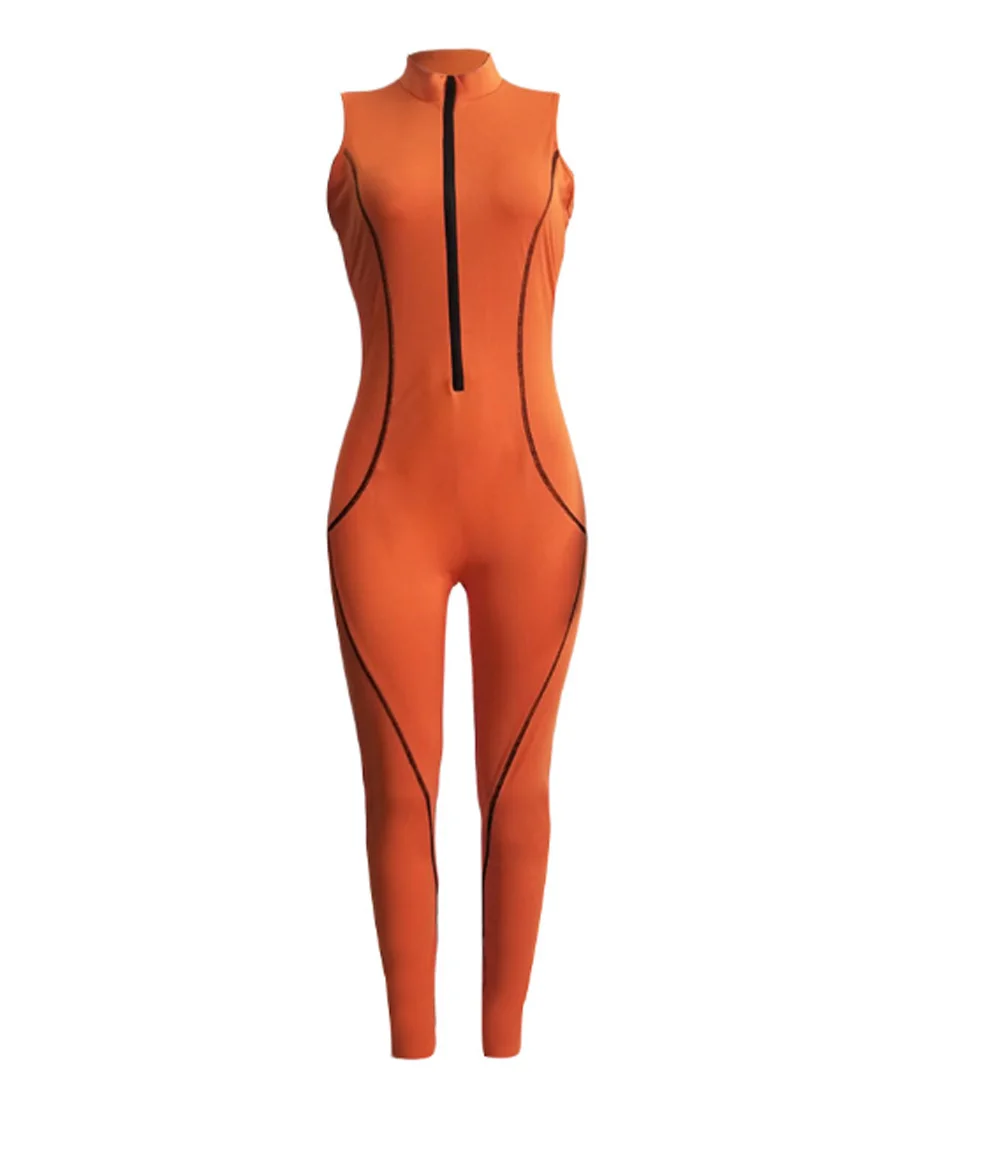 

Women V-Neck Zipper Fly Sleeveles Strap Solid Color Pencil Pants Jumpsuit Bodysuits Playsuits Lady Sexy Bodycon Outfits Rompers