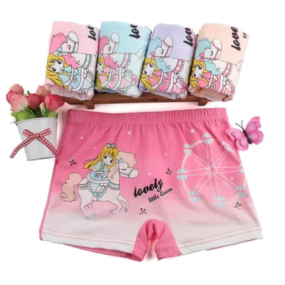 Mixed color Для девочек с милыми рисунками из мультфильмов трусы 5 шт./лот новые модные туфли на плоской подошве-panted с рисунком единорога для девочек боксеры короткие трусы От 5 до 12 лет - Цвет: Mixed color