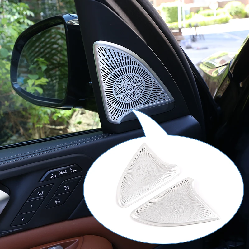 

2pcs For BMW X5 G05 2019 Aluminum Alloy Car Tweeter Speaker Cover Trim For BMW X7 G07 2019 2020 Accessories
