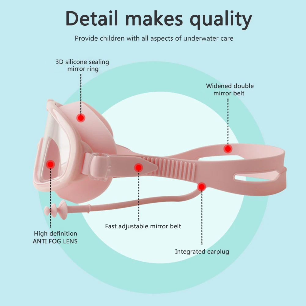 

Swim Goggles for Kids Anti-Fog UV Protection Clear Wide Vision Swim Glasses With Earplug for 4-15 Years Children