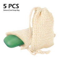 5pcs natural sisal soap bag cotton linen exfoliating soap saver pouch holder bathing supplies selling body brush scrub gloves
