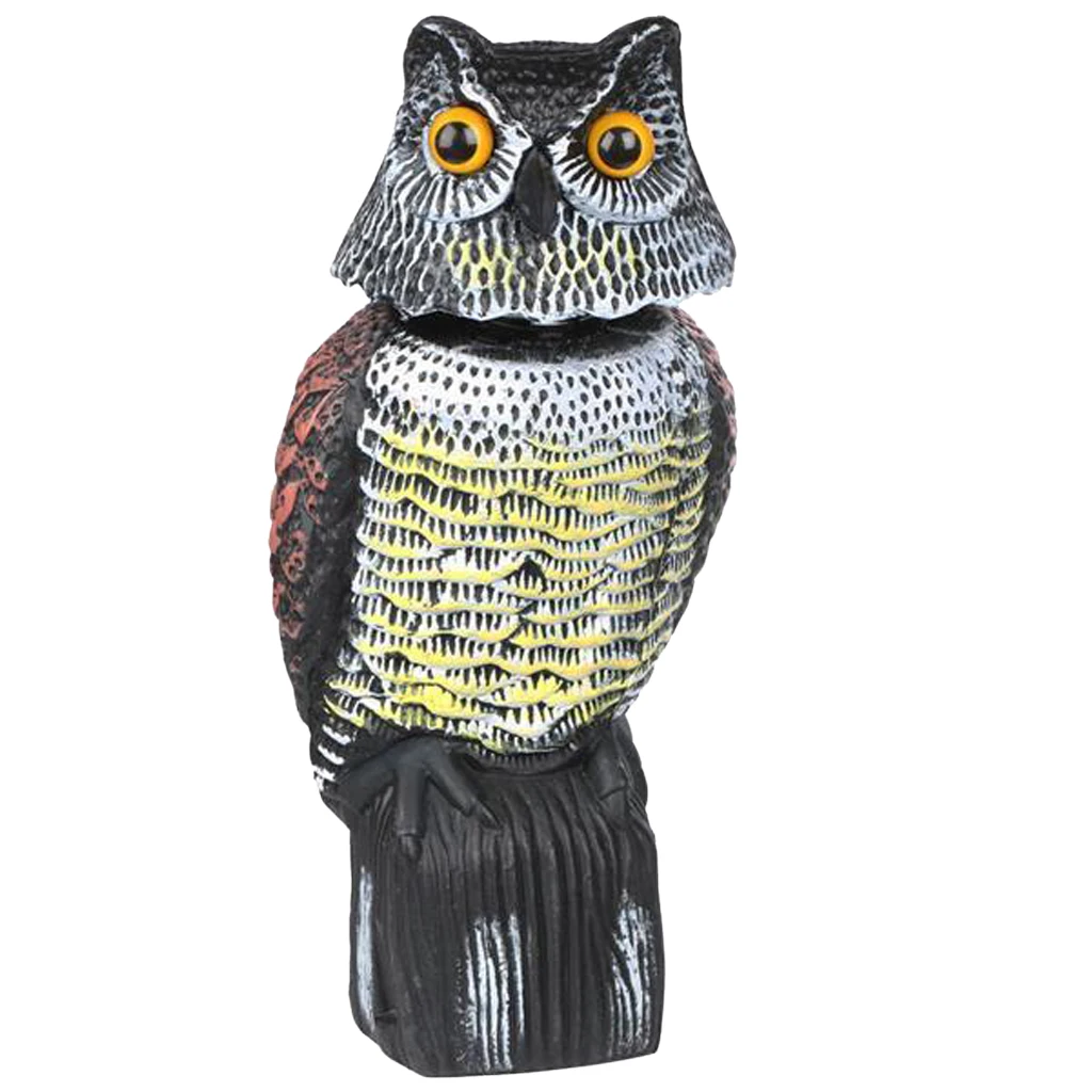 

15" Large Realistic Owl Decoy with Rotatary Head Bird Pigeon Crow Scarecrow