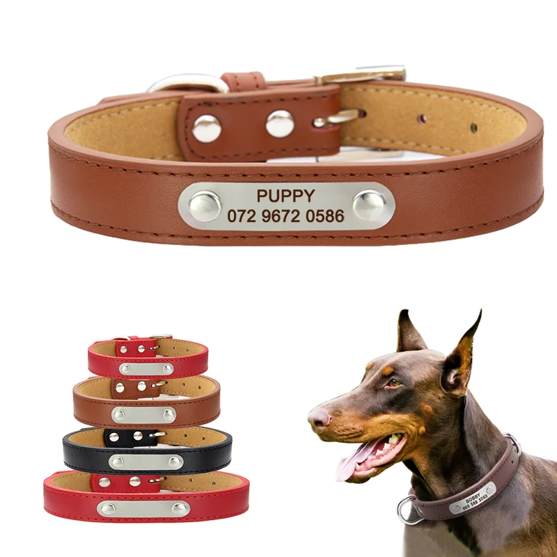 5 Размеры большой прочный персональный собачий ошейник из искусственной кожи