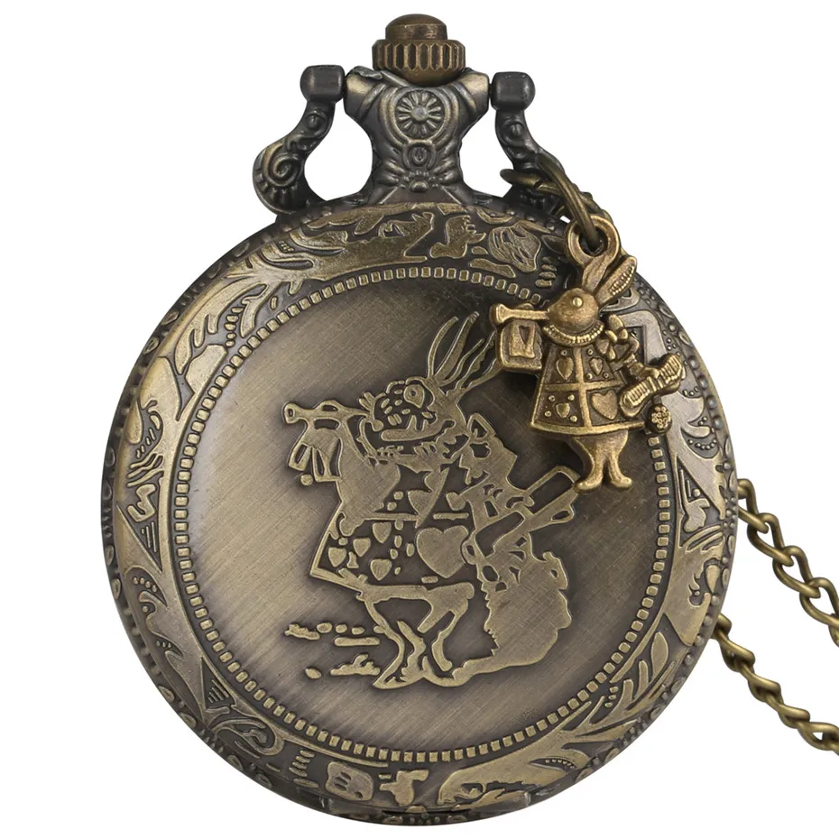 Alice in Wonderland Алиса в стране чудес Новое поступление ретро Алиса в стране чудес тема Бронзовый карманные часы Винтаж Fob часы Рождество со дня рождения подарок часы алиса в стране чудес часы женские кулон часы с цепочкой - Цвет: Alice in Wonderland