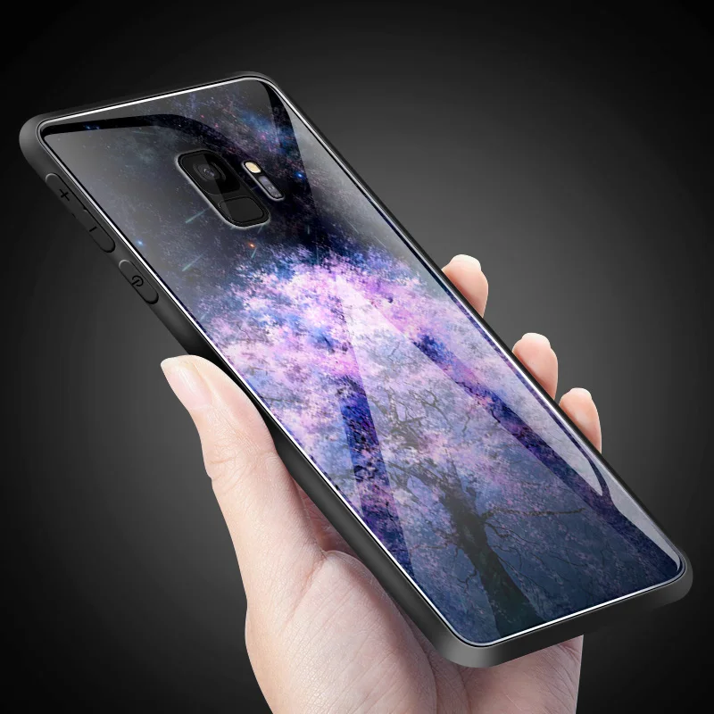for OnePlus 3T 3 5 6T 5T 6 7 7 Pro Anti Knock Tempered Glass Cover for Samsung Galaxy S9 S8 S10 Plus Printing Fancy Phone Case