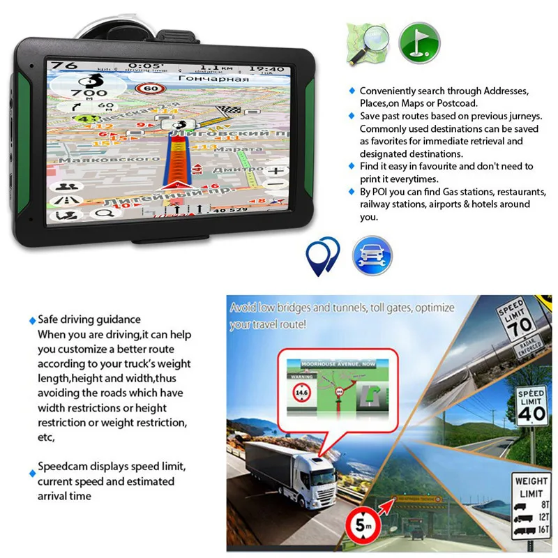 8G gps навигация " сенсорный экран портативный автомобильный грузовик gps Coche Авто Туристический навигатор с карты Северной Америки/Европы/Австралии