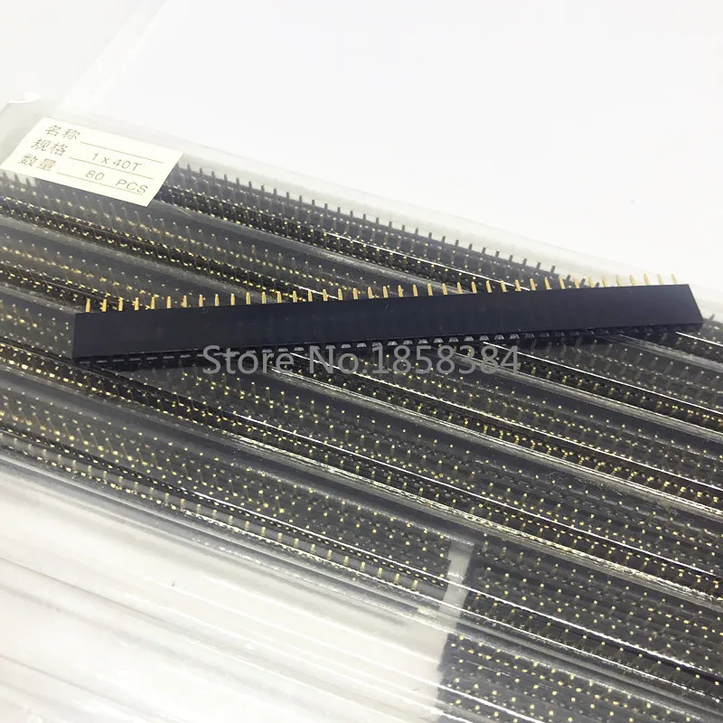 80PCS/lot 2.54mm 1X40 Pin 40Pin Gold-plated Single Row Straight Female Header ROHS | Connectors