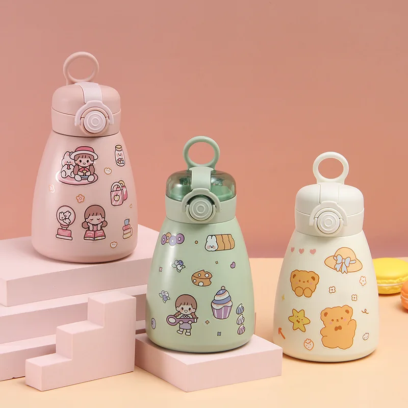 

500ML Cute Candy Mini Thermos Cup Kids Cartoon Hot Water Bottle Stainless Steel Thermal Coffee Mug Vacuum flask insulated gift