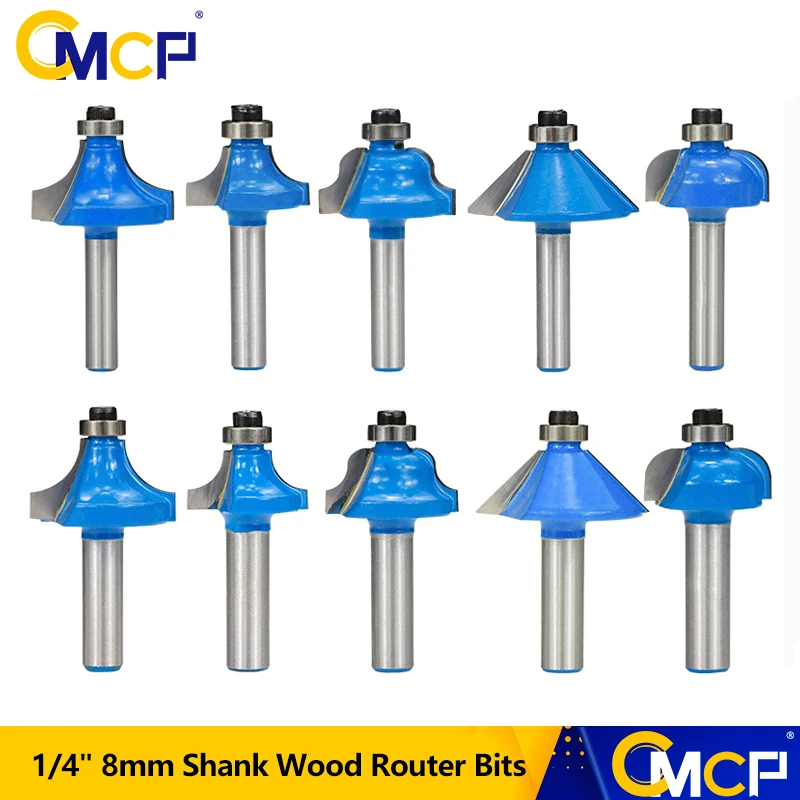 

CMCP 1pcs 6.35mm 8mm Shank Wood Router Bits Carbide CNC Milling Cutters Corner Rounding Wood Cutter Tools