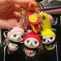 trendy doll with panda wristlet keychain accessories cute anime key chain ring men and women bag pendant gifts for girls ys123
