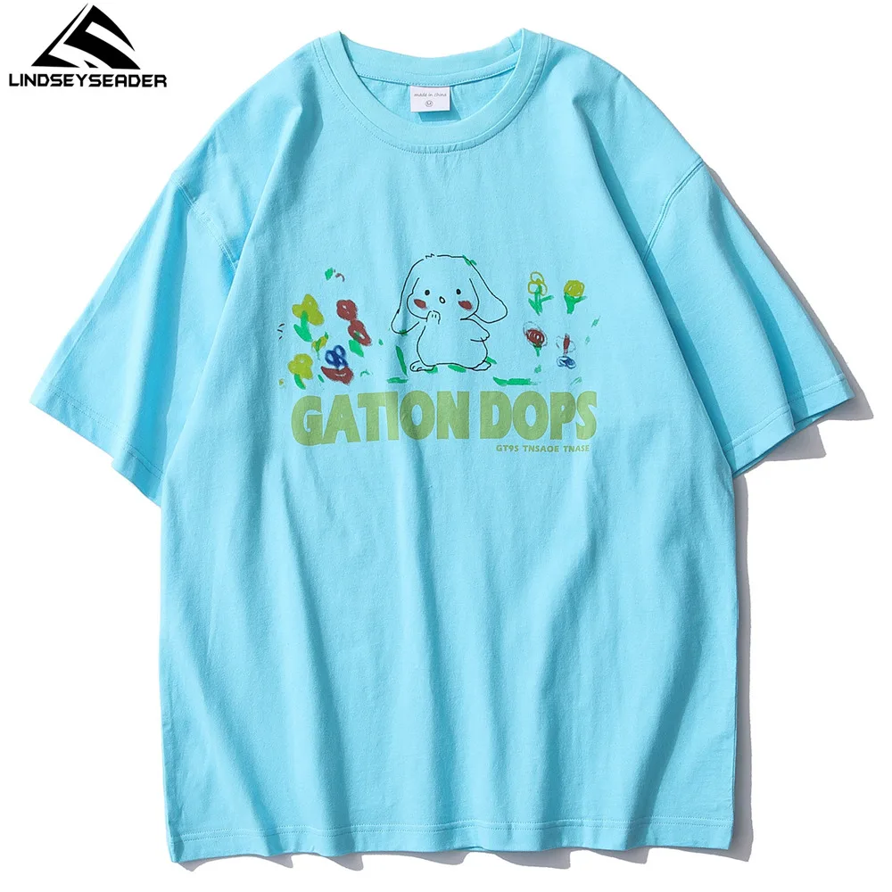 

LINDSEY SEADER Men's T-shirt Hip Hop Oversized Print 2021 Casual Harajuku Streetwear Summer Short Sleeve cotton Tops Tee Tshirt