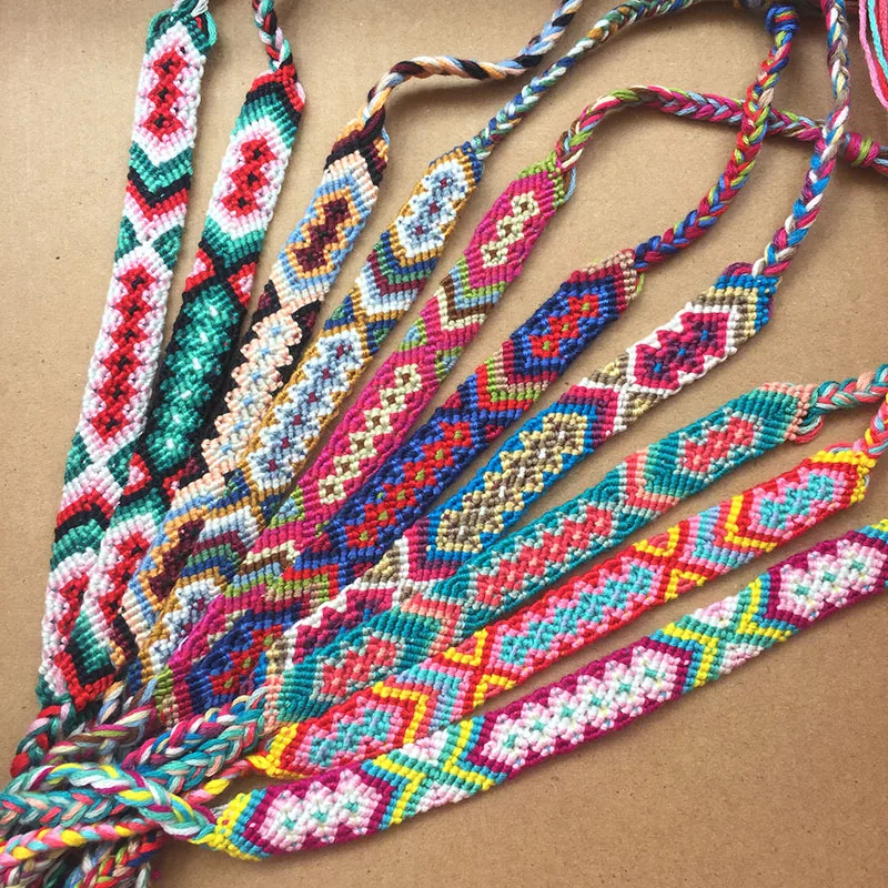 10pcs/lot Assorted Bohemian Friendship Bracelet Braided Thread Cord Weave Woven Women Men Handmade Ethnic Bracelets NO.11-20 | Украшения и