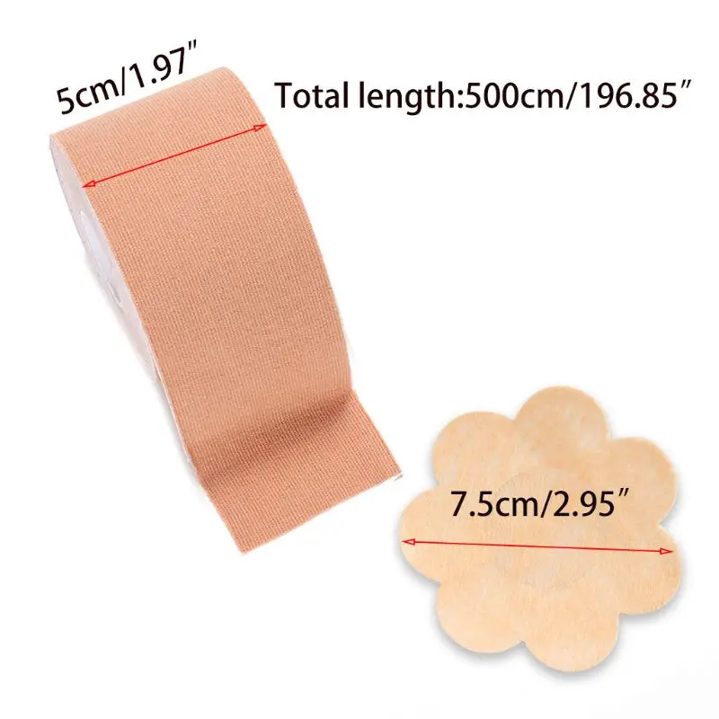 

Women Breast Lift Boob Tape with 5 Pairs Disposable Nipple Cover Invisible Bra Self Adhesive Push Up Sexy Pasties A-E Cup
