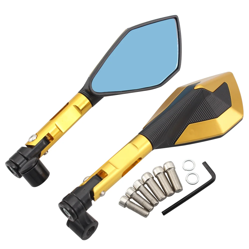 

Gold Universal Motorcycle Handlebar Rear View Mirrors CNC Aluminum Side Mirrors For Honda Yamaha Suzuki Kawasaki Scooter BMW