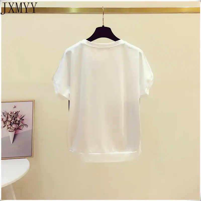 

ICCLEK 2021 Summer Tops Vintage Print Loose T Shirt Women Short Sleeve Tee Shirt Femme Chiffon tshir