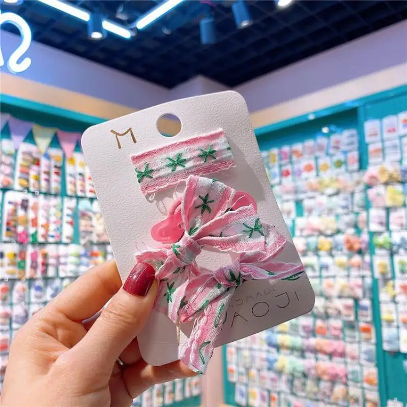 Pinzas para el pelo con estampado Floral de estilo coreano para ni&ntilde;a, accesorios para el cabello para beb&eacute;, bonitos agarres para el cabello, ropa para el cabello, pasadores para ni&ntilde;os, 4 Uds.-1