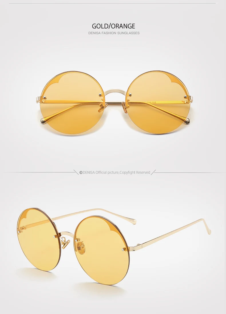 DENISA, модные, унисекс, Ретро стиль, круглые солнцезащитные очки, для женщин и мужчин, стимпанк, без оправы, очки, черные, красные, солнцезащитные очки, UV400, zonnebril, G17075