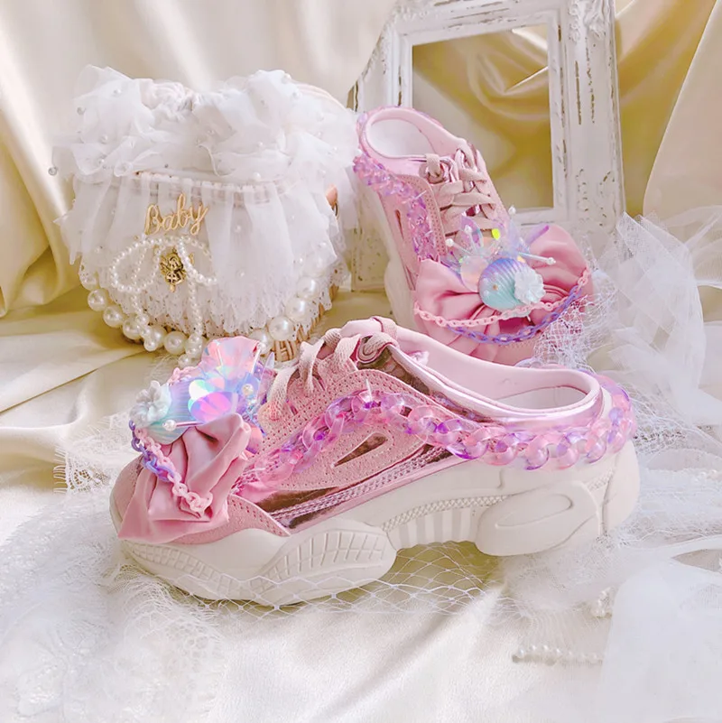 

Туфли Baotou женские с бантом, толстая подошва, милые, Уличная обувь, весна-лето 2021