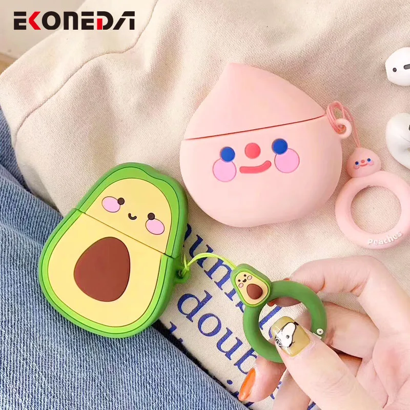EKONEDA милый фруктовый клубничный персик авокадо чехол для Airpods силиконовый мягкий