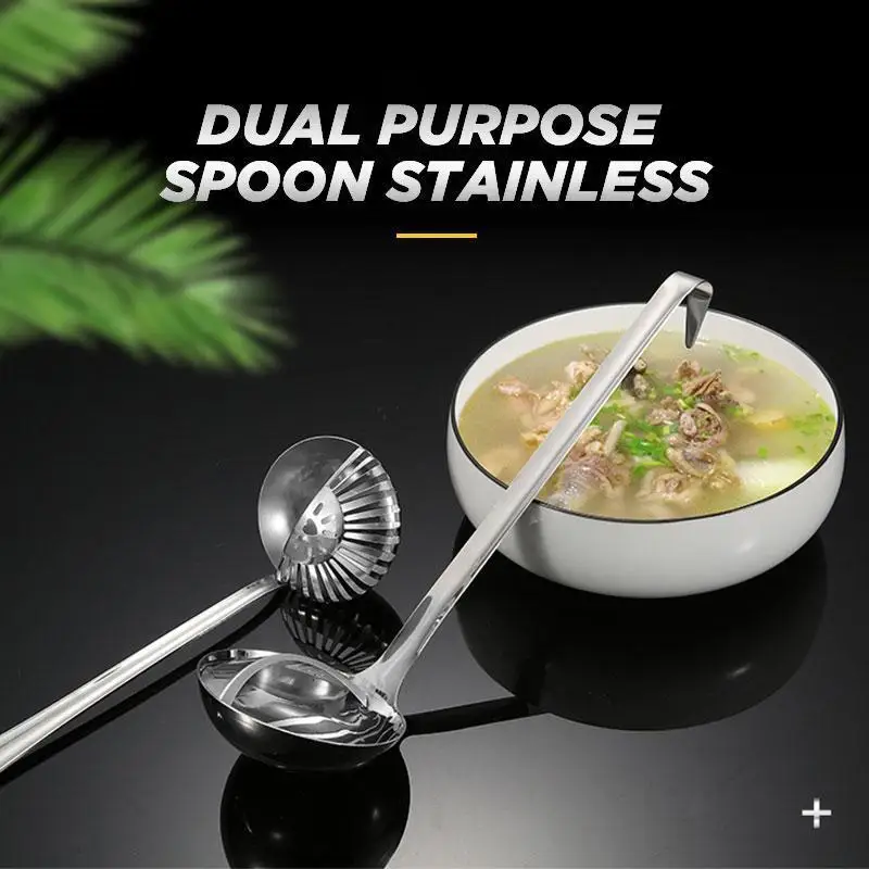Pot Soup Spoon Colander 2 In 1 Hot Dinnerware Porridge With Filter Skimmer Kitchen Utensil Long Handle | Дом и сад