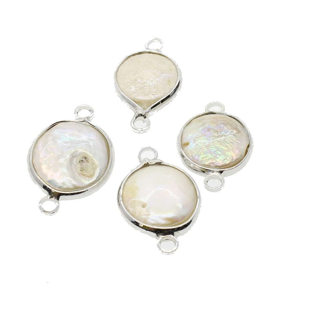 5 шт./пакет из натурального речного жемчуга белого цвета круглое двойное кольцо