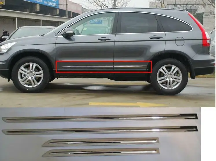 

Для Honda CR-V 2007 2008-2011 стальная хромированная дверь нижняя полоса крышка отделка 4 шт.