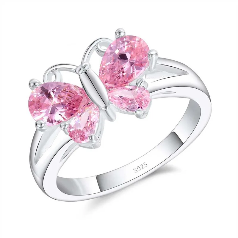 Женское серебряное кольцо с бабочкой 5 цветов вечерние ювелирные изделия