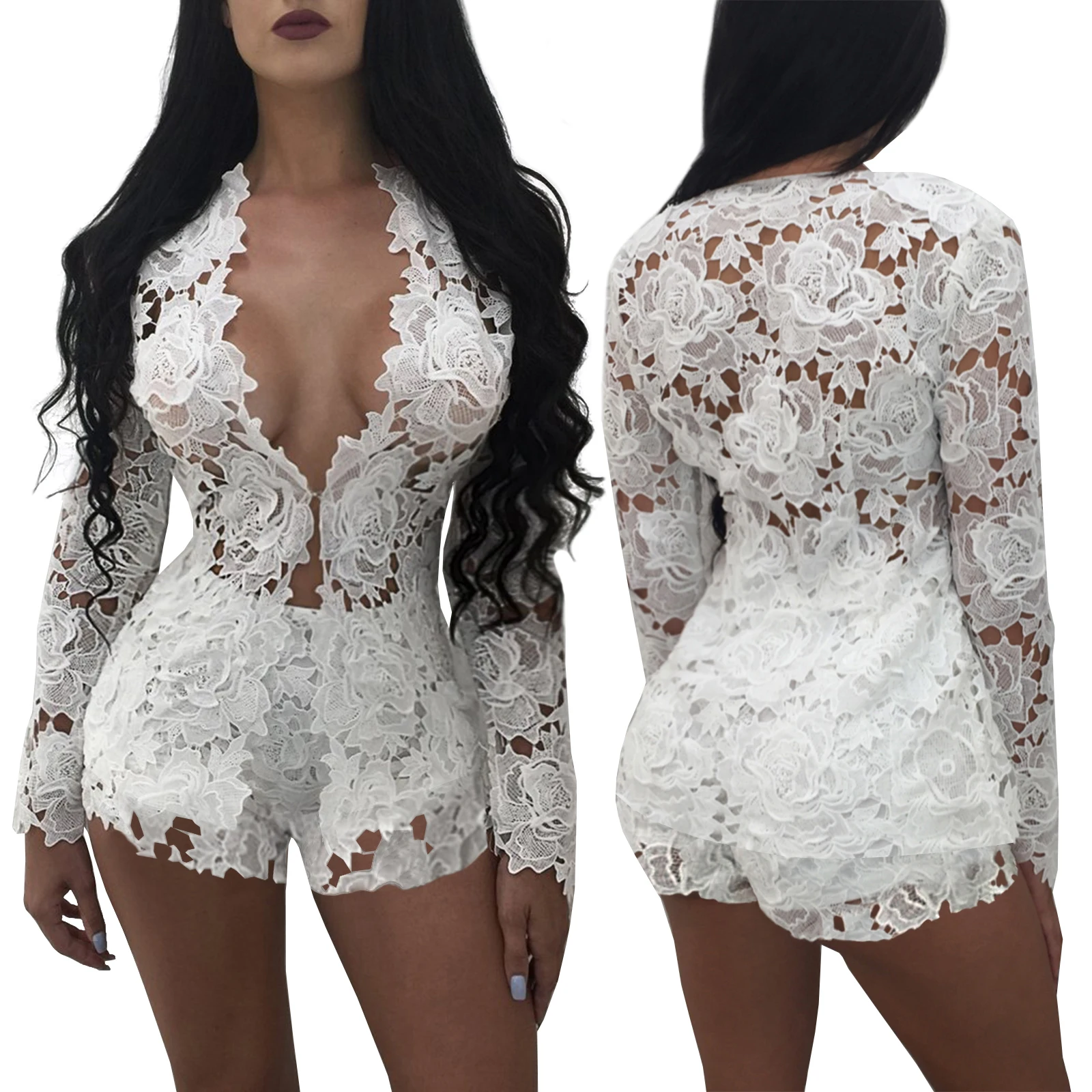 

Solid Color Red 2 Piece Lace Cardigan Top and Shorts