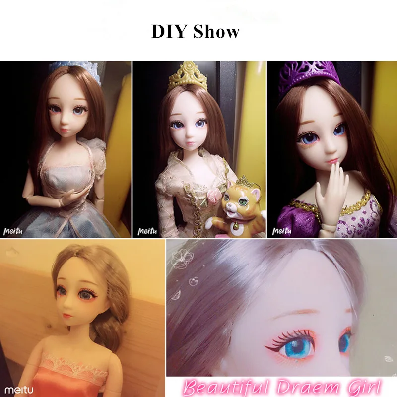 

30cm Fashion Doll Toys for Girls 1/6 BJD Dolls Body Make-up 3D Eyes Beautiful Princess Baby Girl Dolls Plastic DIY Toy for Girls