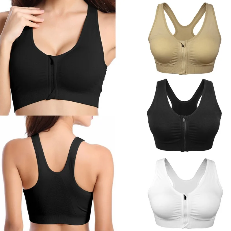 

Women's Front Zipper Sports Bra Wirefree Padded Push Up Sports Top Fitness Gym Yoga Workout Breathable Bra Sports Bra Tops