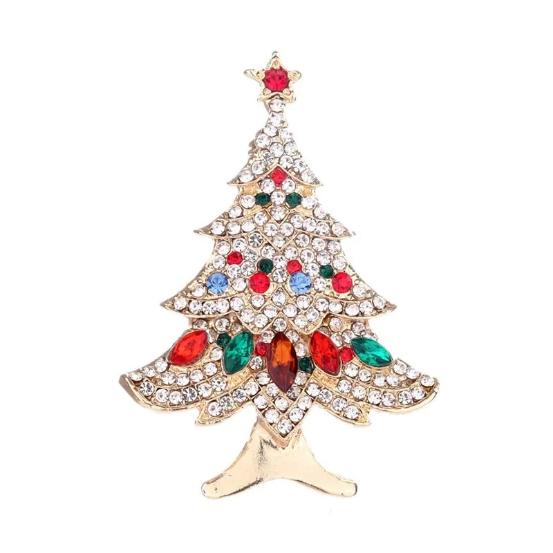 

Christmas Tree Brooches for Women Colorful Rhinestone Fashion Jewelry Festival Gift Brooch Pins Coat Accessories
