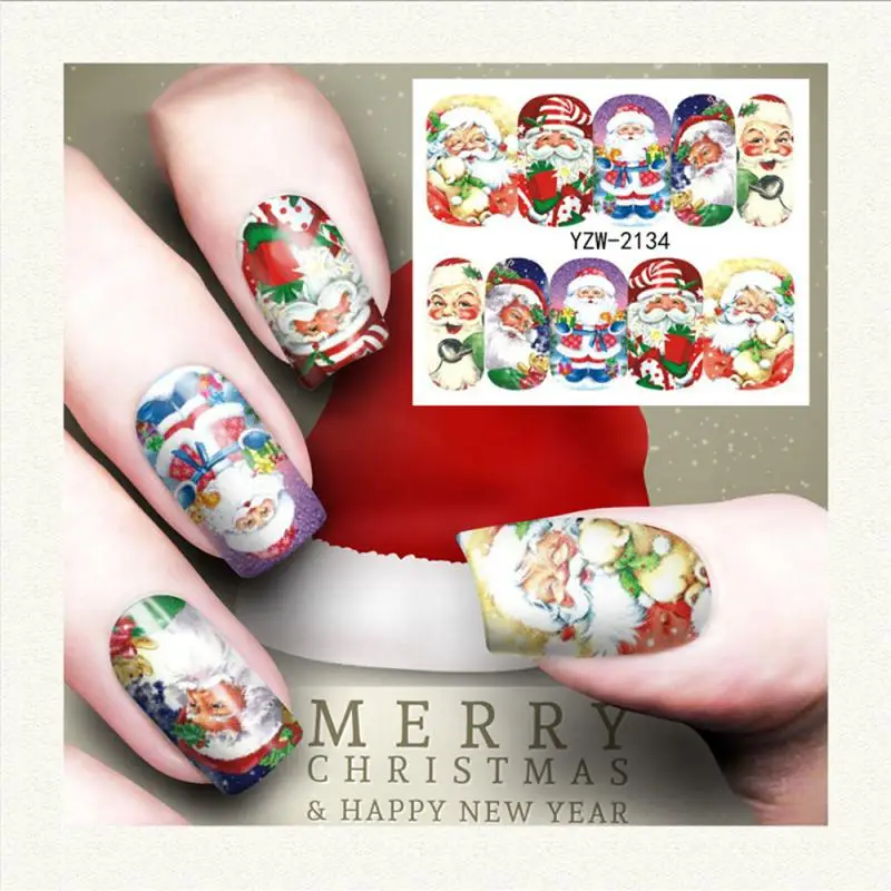 

10Color Xmas Snowflake 3D Nail Art Water Transfer Sticker Pattern Trasnfer Decals Nails Stickers Manicure Tool Nails Decoration