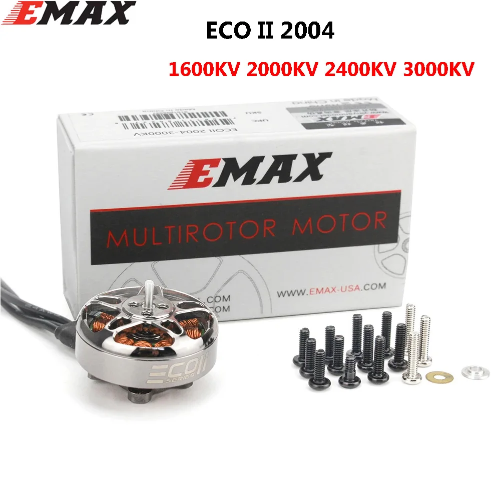 Emax ECO II Series 2004 1600KV 2000KV 2400KV 3000KV RC Brushless Motor 4S 6S Lipo for FPV Racing Drone Frame Kit Spare Parts