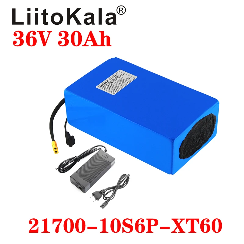LiitoKala 36В батарея 30ah ebike 20A BMS 30AH 21700 10S6P литиевая для электрического велосипеда