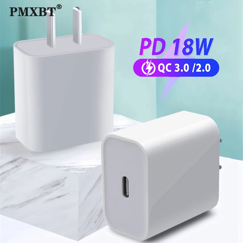 

18W PD USB Type C Quick Charger Adapter For iPhone 11 Pro Max Huawei Fast Charging EU US UK AU Plug Travel PD Type-C Charge Port